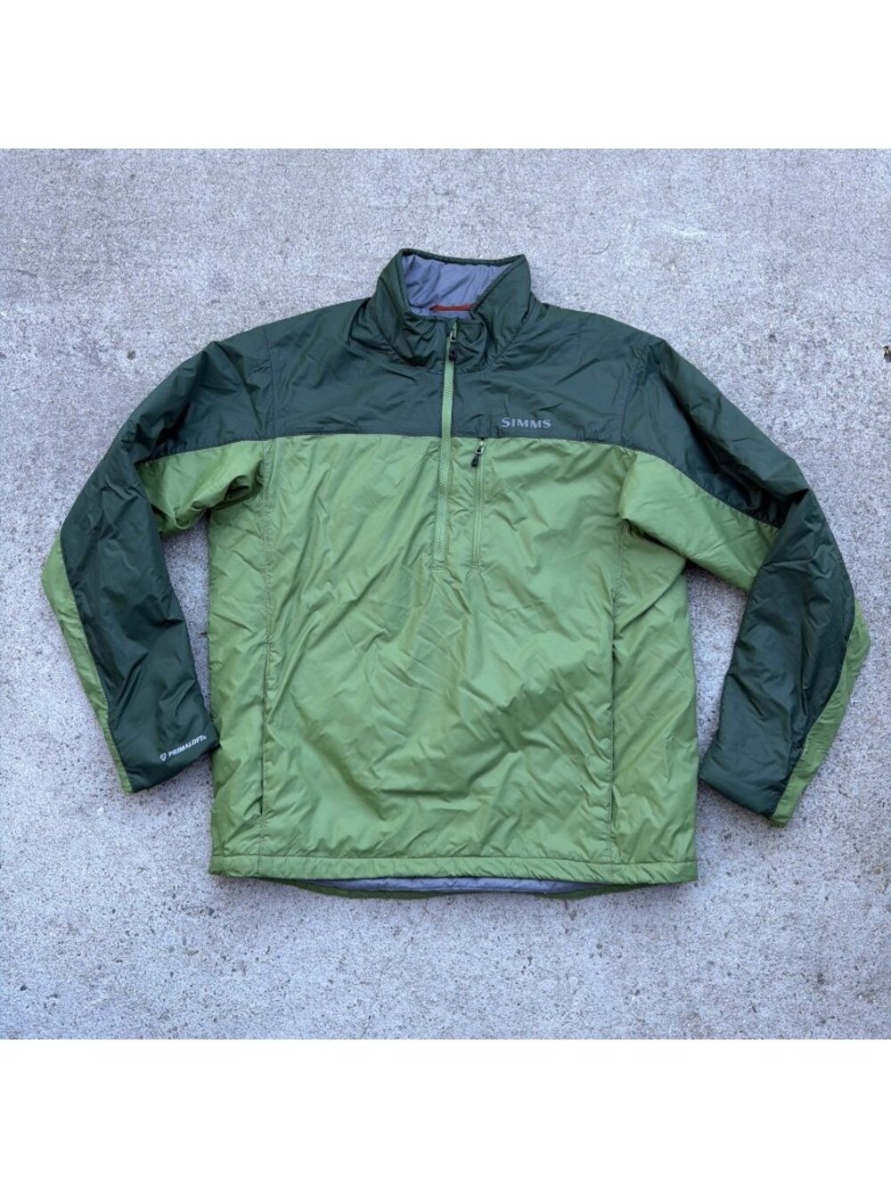 Simms Midstream Fishing Insulated Pullover 1/4 Zip Jacket Men  L Green Primaloft